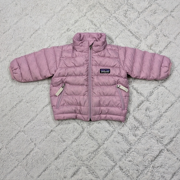 Patagonia Other - Patagonia Jacket Girls 0-3 M Purple Lavender Baby Down Puffer Sweater Zip Up